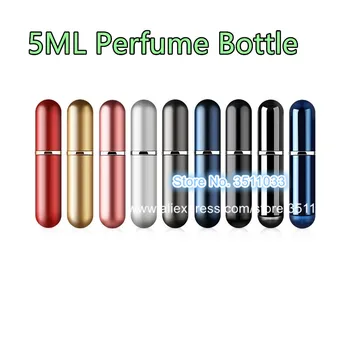 

5ML Mini Aluminum Perfume Spray Bottle Empty Perfume Container Small Cosmetic Liquid Spray Bottle Black Red Blue Gold Gary Pink