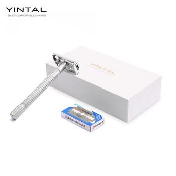 

YINTAL Wet Shaving Safety Blade Razor Shaver Handle Barber Men's Manual Beard Hair Care 1 Razor 10 Blades