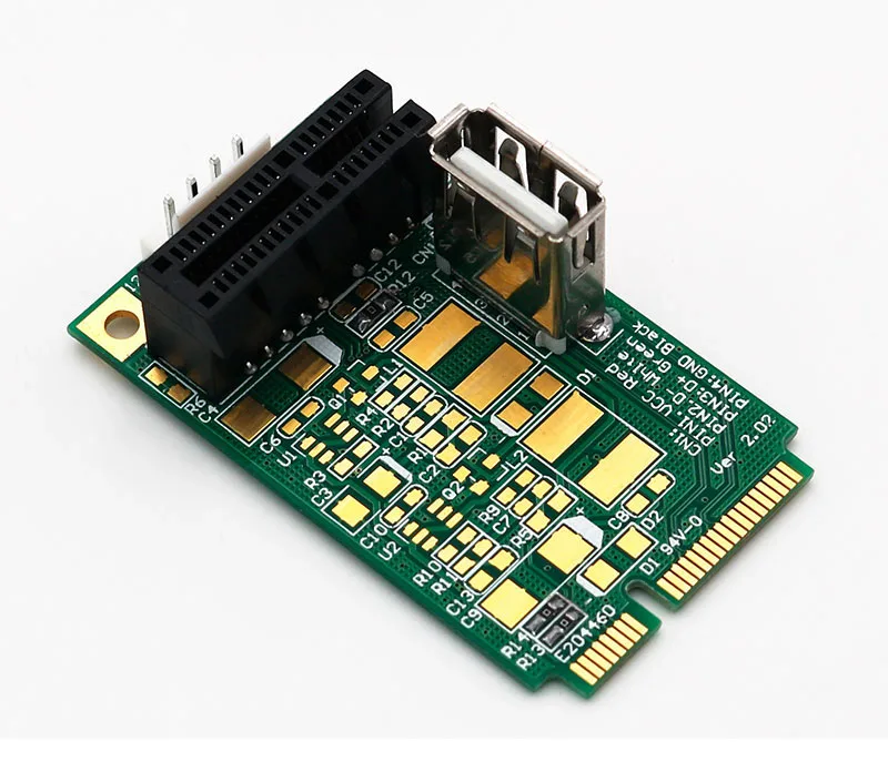 BTBcoin плата расширения Mini PCI-E для PCI Express 1X Riser Adapter 4-контактный вход питания Поддержка USB 2,0 передачи данных до 480 Мбит/с