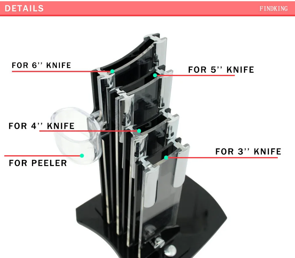 D069 красивый акрил кухонные держак керамического ножа, подставка для кухонных ножей блок для 3 ''4'' 5 ''6'' ножи с один пилинг