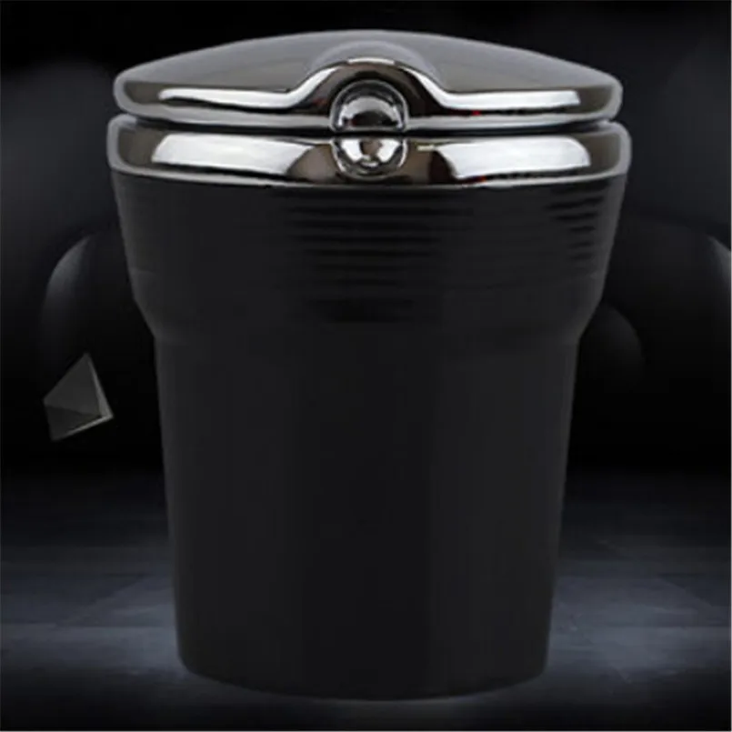 Автомобильный Стайлинг пепельница для сигарет с светодиодный лампой для Skoda Octavia Yeti Roomster Fabia Rapid Superb - Название цвета: Черный