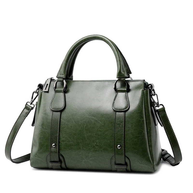 UYO, Ретро стиль, воск, масло, натуральная кожа, портфель, Топ-ручка, роскошные сумки на плечо, дизайнерские женские сумки, женская сумка-тоут - Цвет: green