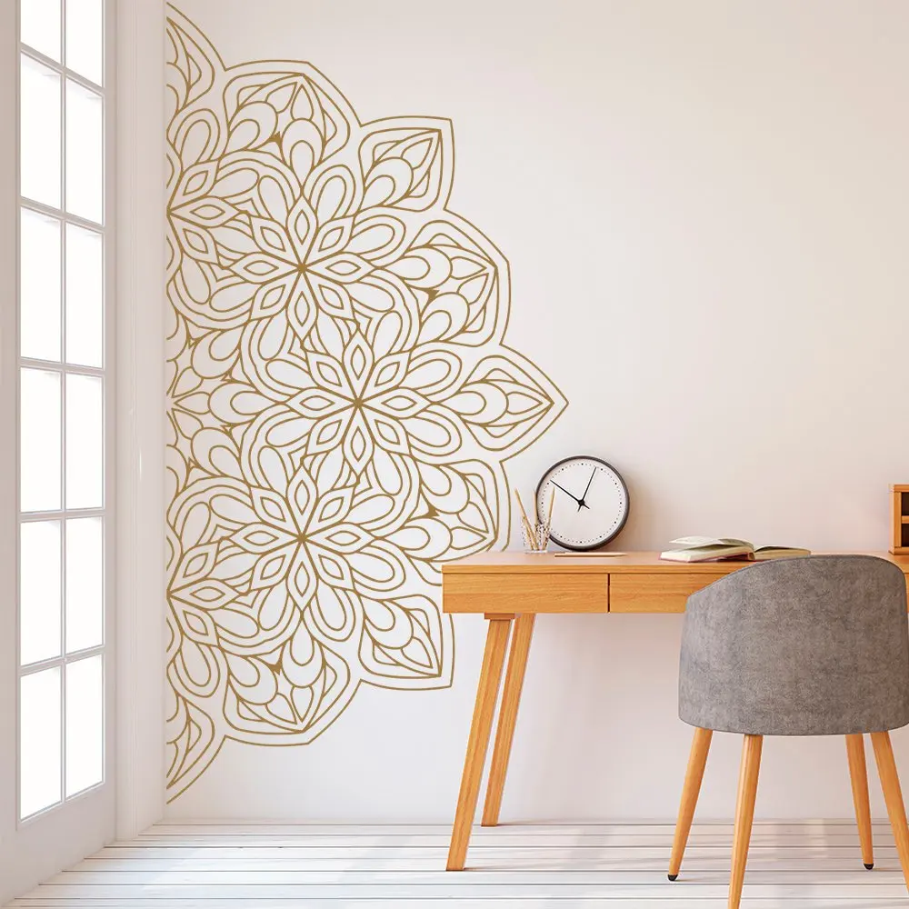 

Mandala Bedside Wall Sticker Decor for Home Studio Bedroom living room Vinyl Wall Decal Yoga Art decor Removable DIY Mural G115