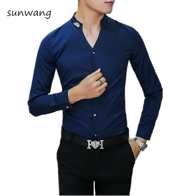 Black v neck dress shirt Black v neck dress shirt