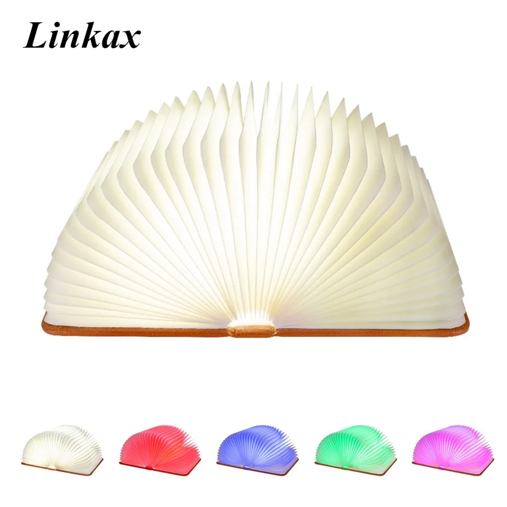 USB Rechargeable Foldable Pages Folding Led Book Shape Night Light Lamp ...