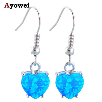 

Lovely Heart design new earings Blue Fire Opal stamp Silver Dangle Earrings Fashionl Jewelry OE348A