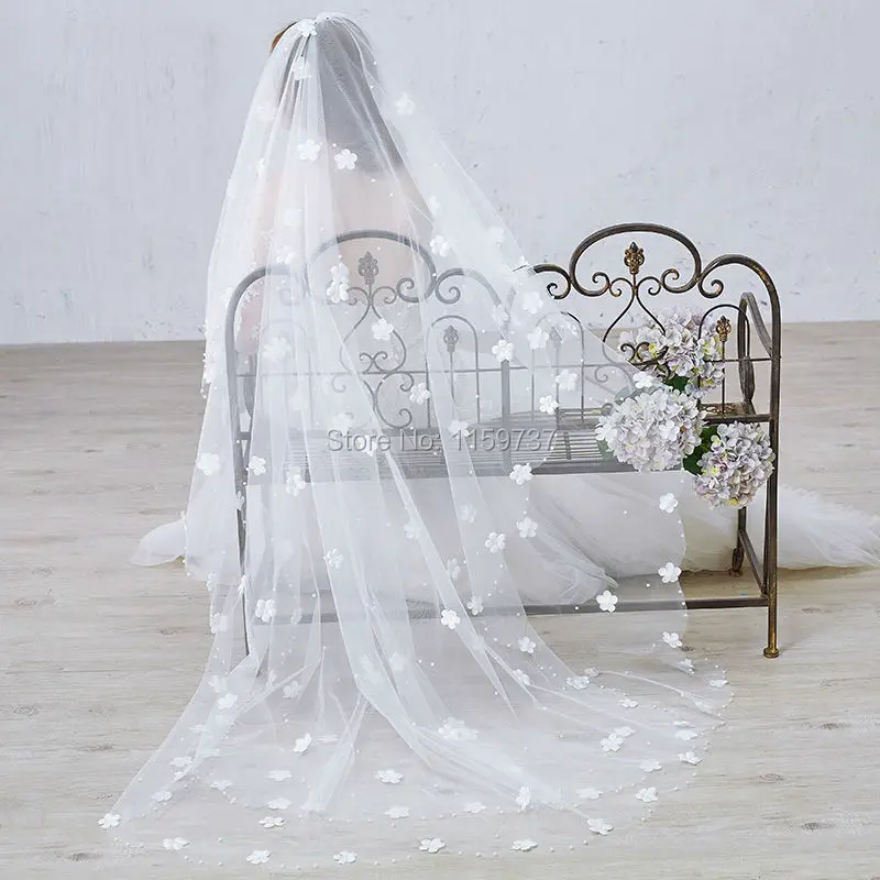 Double Layer Long Length White Bridal Veils Custom Made Competitive