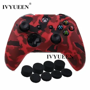 

IVYUEEN 9 in 1 Protective Silicone Skin Case for XBox One X S Controller Protector Camo Cover with 8 Analog Stick Grips Caps