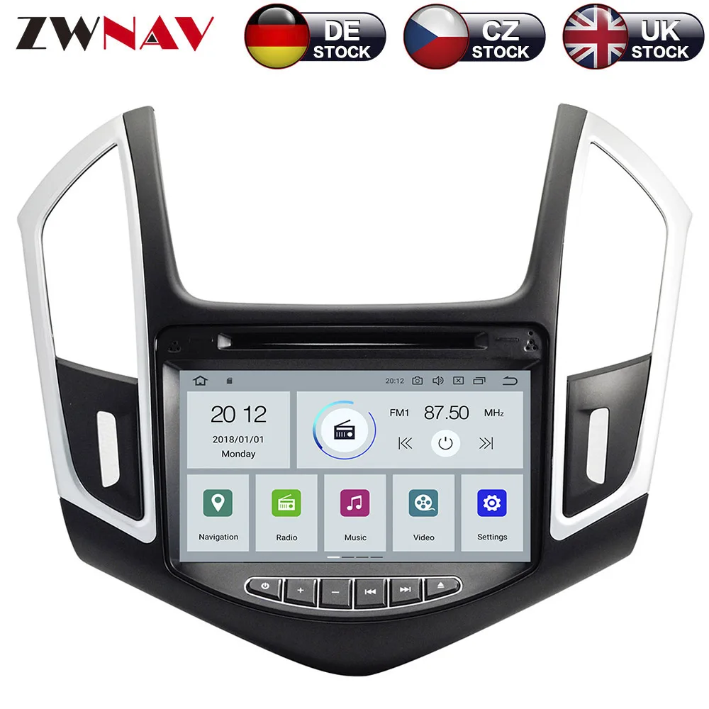 

ZWNAV Android 9.0 Car DVD Player For Chevrolet CRUZE 2012+ Radio Ibiza GPS with Mirroring link RDS Free 8G Map Card PX5 IPS