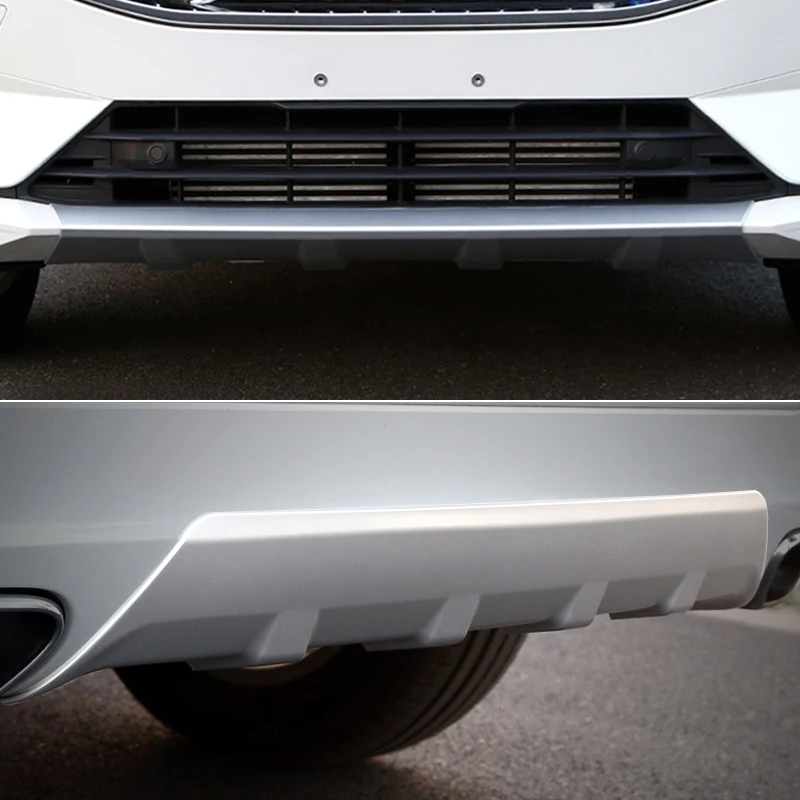 

For VOLVO XC60 2018 ABS Plastic Front & Rear Bumper Skid Protector Guard Plate Cover Trim 2pcs Car Styling (Not fit Sport Model)