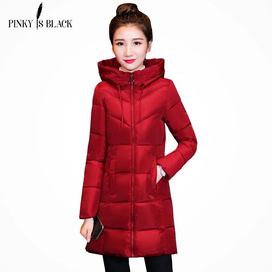 

Pinky Is Black New Autumn Winter Coat Women Jacket Long Parkas Woman Clothes Solid Jacket Slim Women's Winter Jackets And Coats
