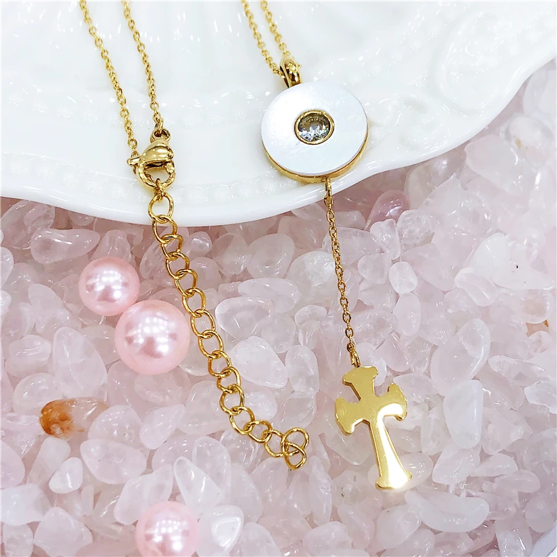 

Hot-sale Cross Stainless Steel Dangle Pendants Necklace Earrings High Quality Female Metal Chain Jewelry women men Gift