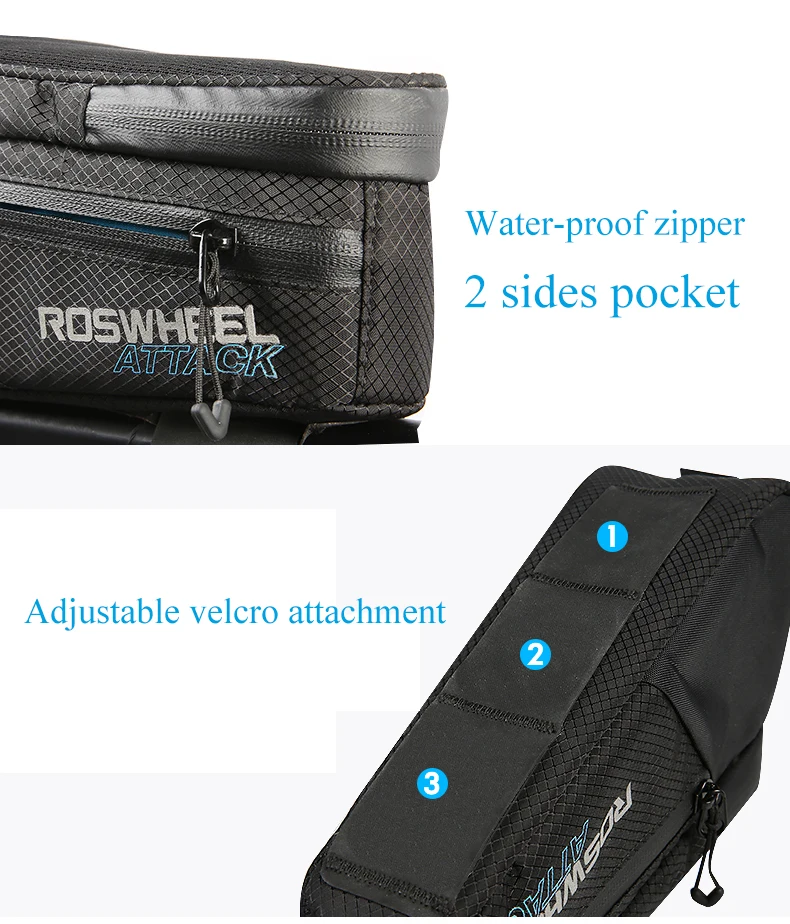 Cheap ROSWHEEL ATTACK 2017  Waterproof Bicycle Bag Front Beam Frame Top Tube Bag MTB Road Foldig Bike Phone Bag Cycling Accessories 4