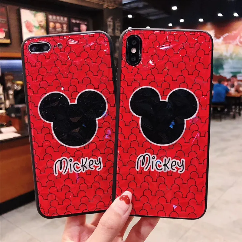 

3D Cute Cartoon Mickey Minnie Case For iPhone X 8 8plus daimod pattern Phone Cases For iPhone 7 6s 6 Plus Cover Coque Fundas