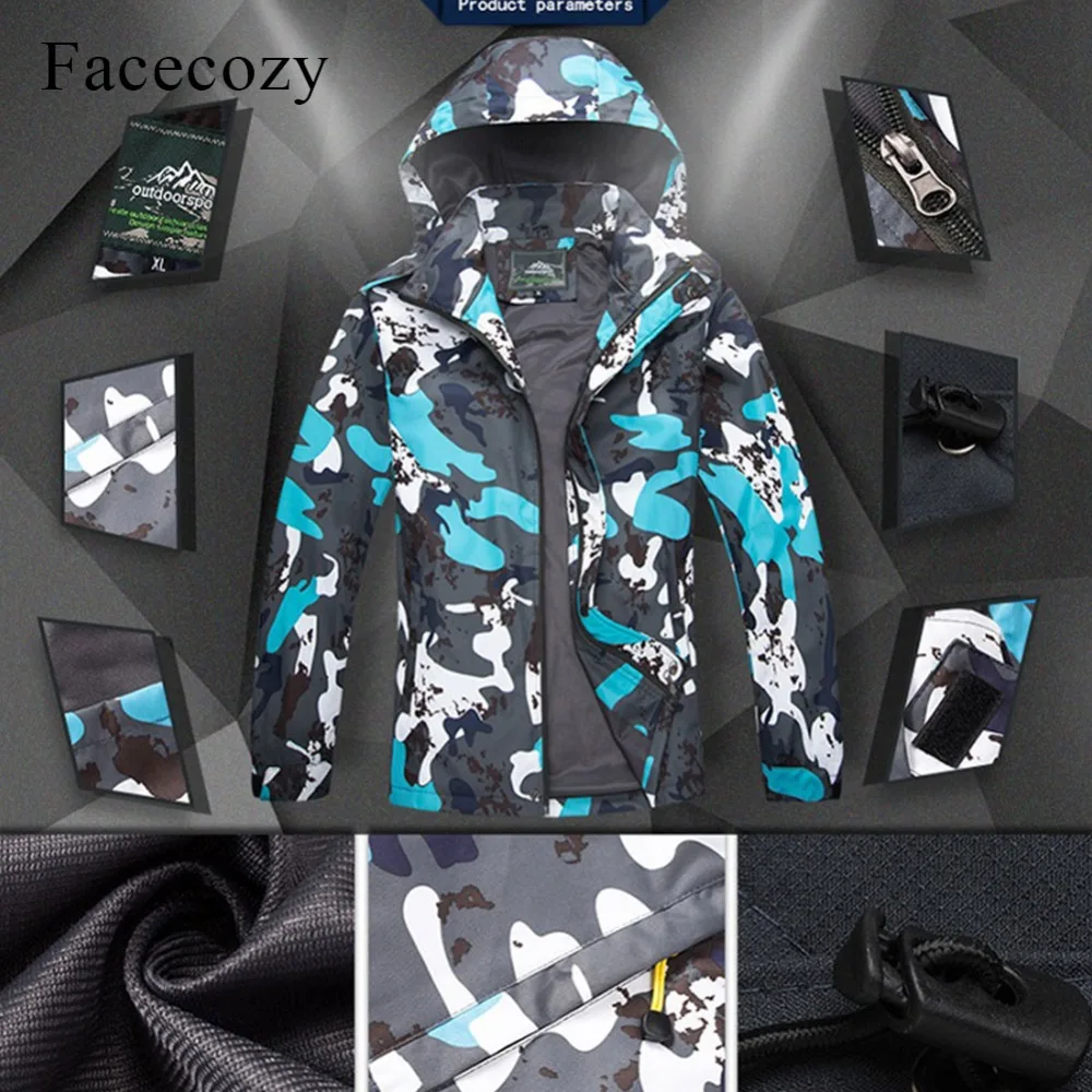 Facecozy Мужская и Женская Весенняя куртка для походов флисовая камуфляжная