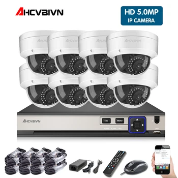 

AHCVBIVN 8CH 5MP H.265 HDMI POE NVR Kit CCTV Security System 5MP IR Outdoor Audio Record IP Camera P2P Video Surveillance Set
