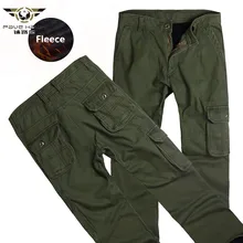 Мужские зимние толстые теплые штаны, длинные брюки-карго с несколькими карманами, повседневные военные мешковатые Тактические длинные брюки размера плюс 38 40