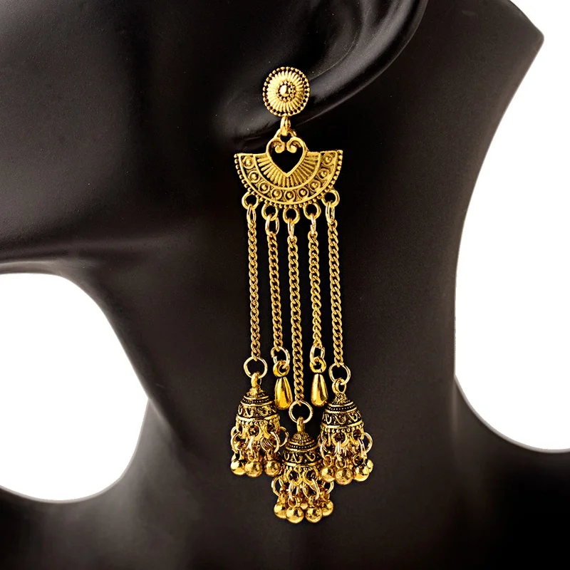 Египетские Винтажные серьги Jhumka индийские турецкие ювелирные изделия для женщин
