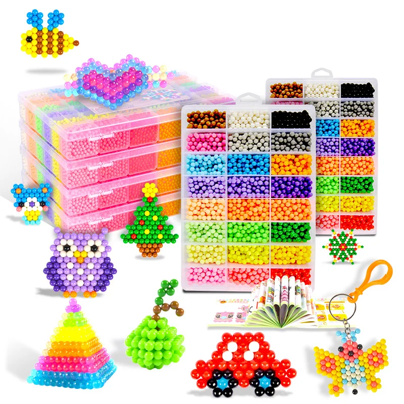 

Children Aqua Beads 5mm Kit 3D Puzzle Toy Kids Creative Magic Water Beads 5mm Kit with Full Accessories Tools Handmade Craft Toy