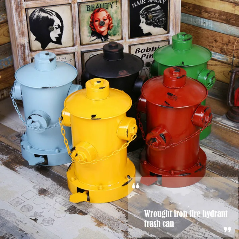Jixi-Papelera Cubo de Basura Cocina Viento Industrial Bote de Basura Hidrante Pedal de Basura Cubo de Basura Decoración de Hierro Forjado Bar Restaurante con Tapa Cubo de Basura Color : Brass 