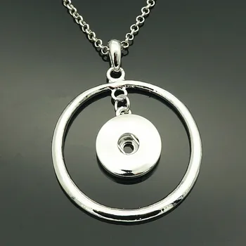

NEW Metal Charm Simple Round pendant necklace 60cm fit 18MM snap buttons jewelry DJ0179