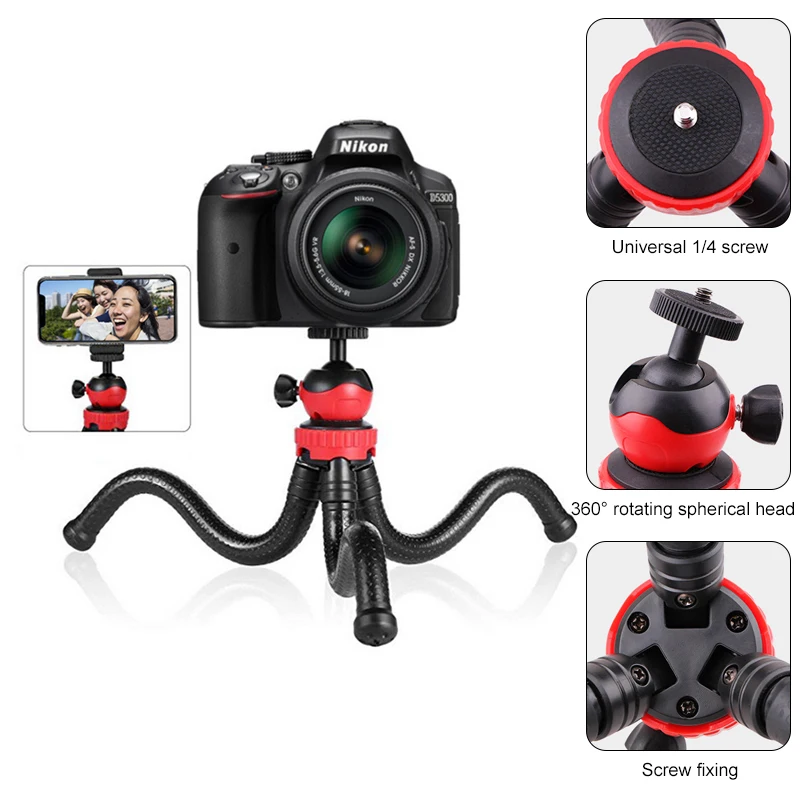 

New Flexible Octopus Mobile Tripod With Phone Holder Adapter for Mini Mobile Phone Tripod DSLR Camera Nikon Canon Gopro Hero