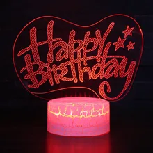 3D LED Happy Birthday Table Lava Lamp Fashion Night Light 7 Colors Change Atmosphere Illusion Lamp Bedroom Friend & Child Gifts wedding decor i love you heart 3d optical illusion mood light 7 colors change luminaria lava lamp kids night light novelty gifts