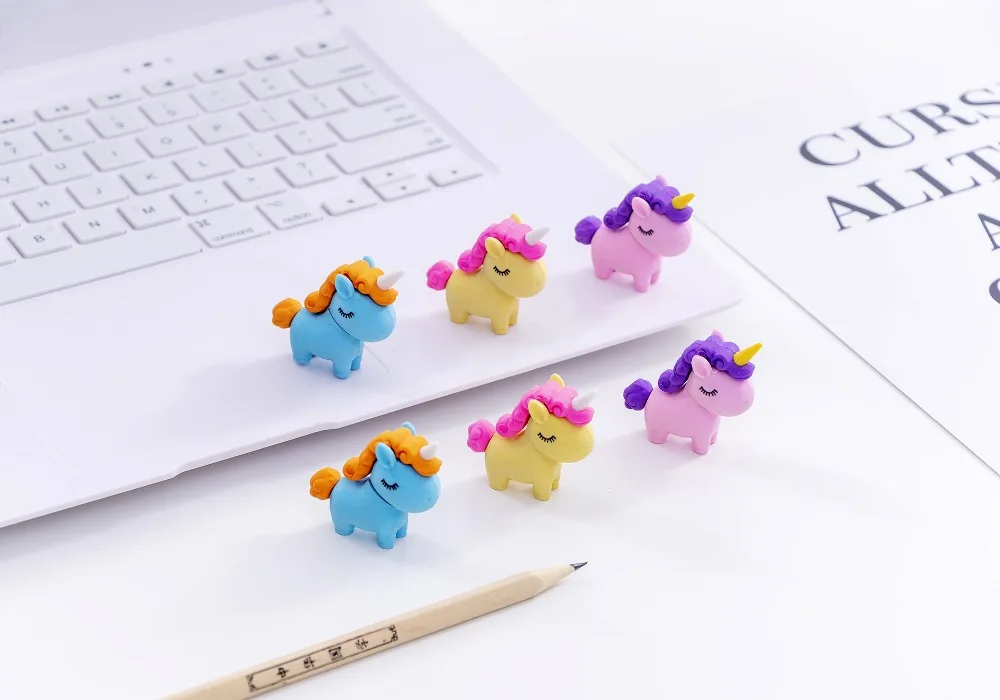 Criativa dos Desenhos Animais de Borracha Artigos de Papelaria para Crianças Lote Animados Bonito Unicórnio Cavalo Borracha Estudantes Belo Presente Apagador 36 pc - 9 Cheap Apagador