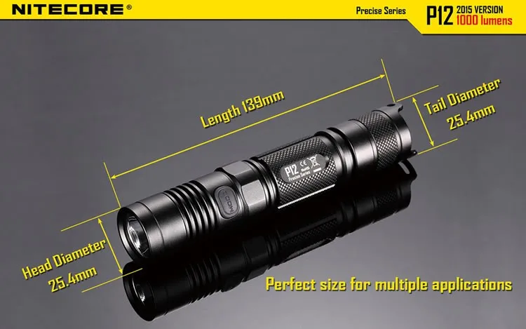 NITECORE P12 18650 фонарик CREE XM-L2 U2 LLED max 1000 люмен расстояние луча 232 м Открытый тактический фонарь для пешего туризма поиск