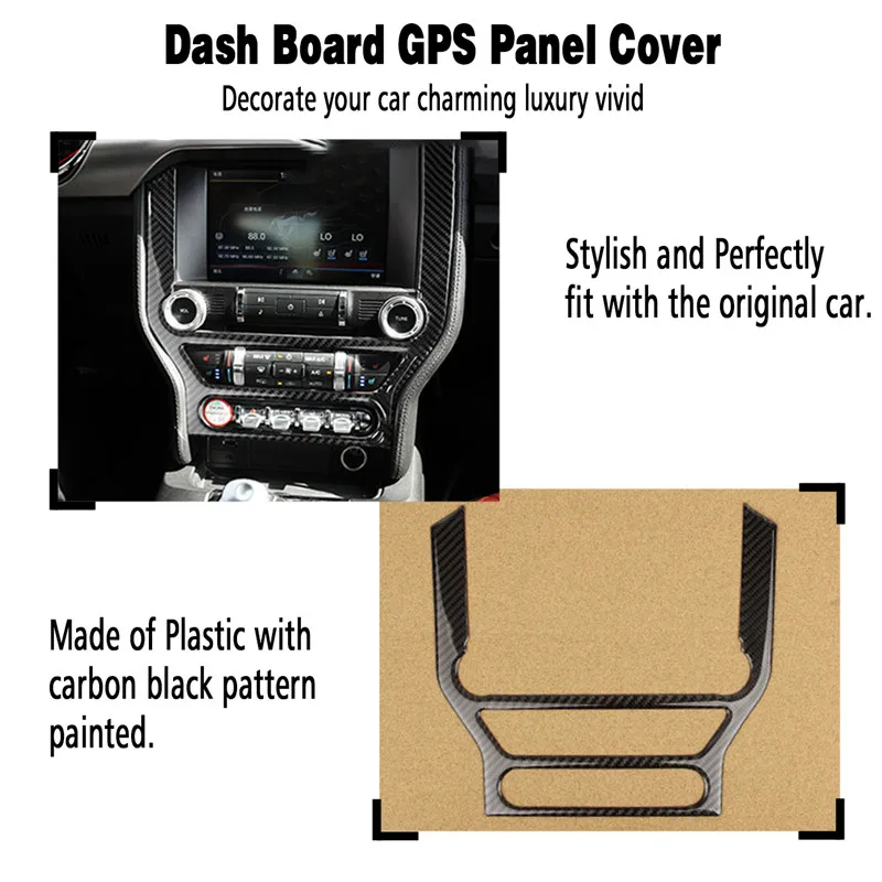 For Ford Mustang Dash Board GPS Panel Cover Trim Decorative Frame For Mustang 2015 - 2018 Carbon Black (1)