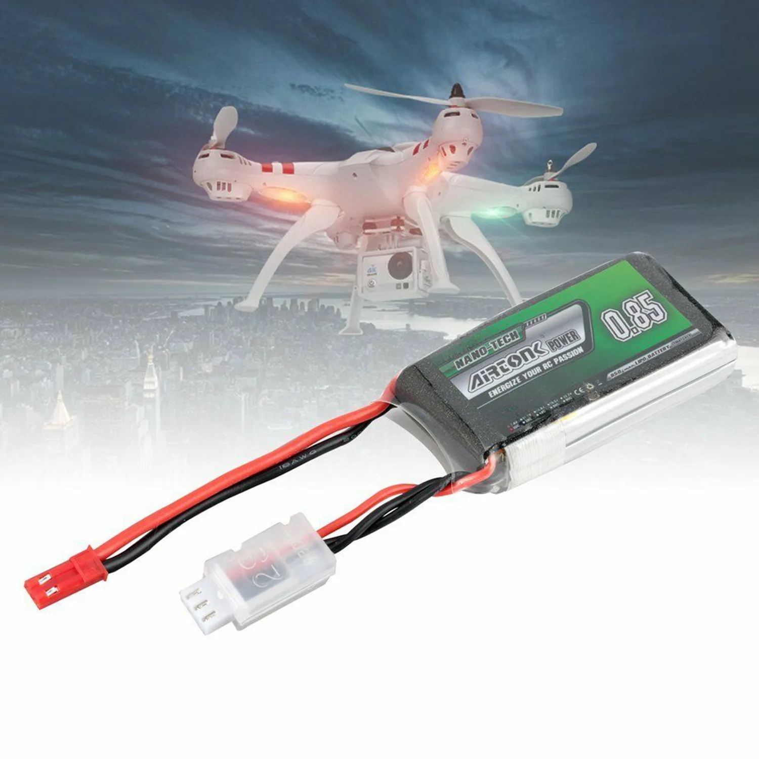 Airtonk Мощность 7,4 V 850 мА/ч, 30C 2 S 1 P Lipo Батарея Jst разъем для дрона с дистанционным управлением автомобиля сосредоточена на производстве высокой