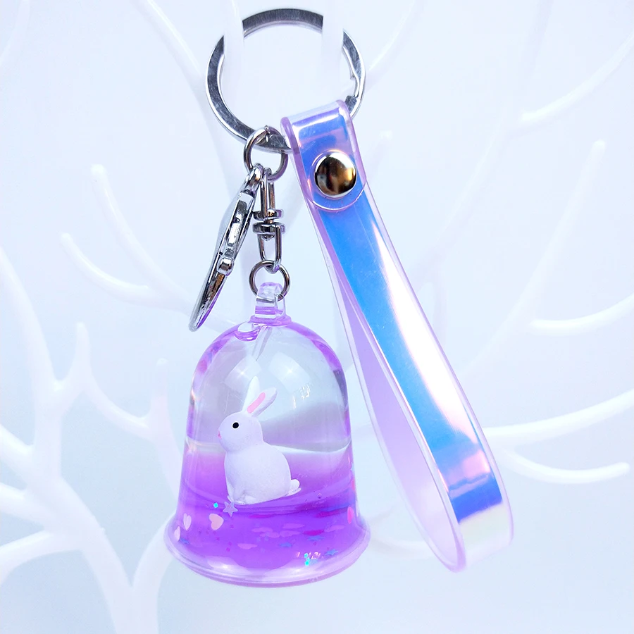 

Floating Surf Rabbit Sequin Liquid Key Chain Quicksand Glitter Keyring For Couples Women Men Gift Keychain Backpack Pendant