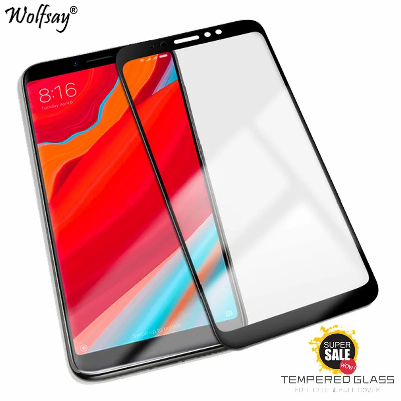 2PCS Full Glue Glass For Xiaomi Redmi S2 Screen Protector Tempered Protective Phone Film | Мобильные телефоны и