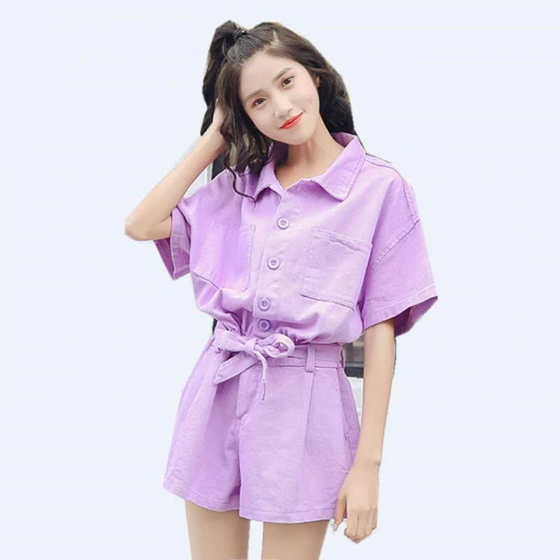 2019 Fashion Women Turn down Collar Short Sleeve Casual