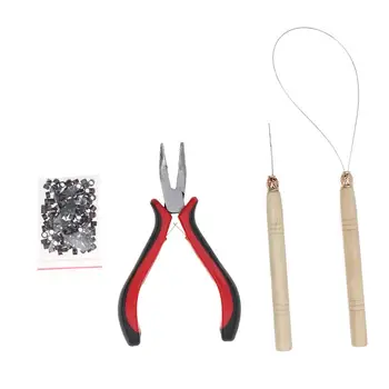 

4pcs/kit for Micro Ring Link Hair Extensions Tools Bending Pliers Micro Pulling Needle Loop Threader