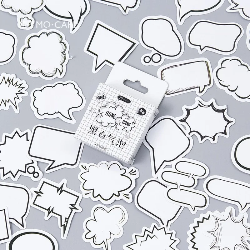 

45 Pcs/box Cute Black White Label Stickers Sticky Notes DIY Decoration Diary Scrapbooking Sticker Stationery Materials