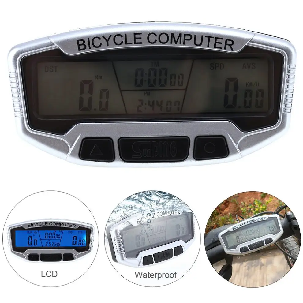 SUNDING Wired Waterproof LCD Dispaly Bicycle Computer Odometer