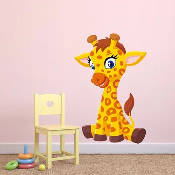

Lovely Yellow Cartoon Giraffe Wall Decals Cute Animals Vinyls Nursery Stickers For Kids Children Baby Room Home Decoration Mural