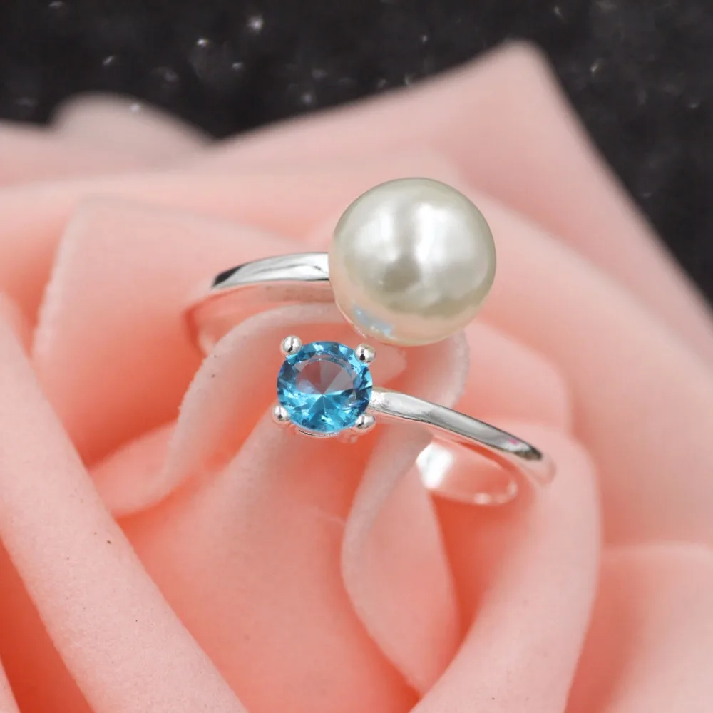 

925 sterling silver women ring Pearl crystal woman a ring Fashion generous act the role of woman silver ring