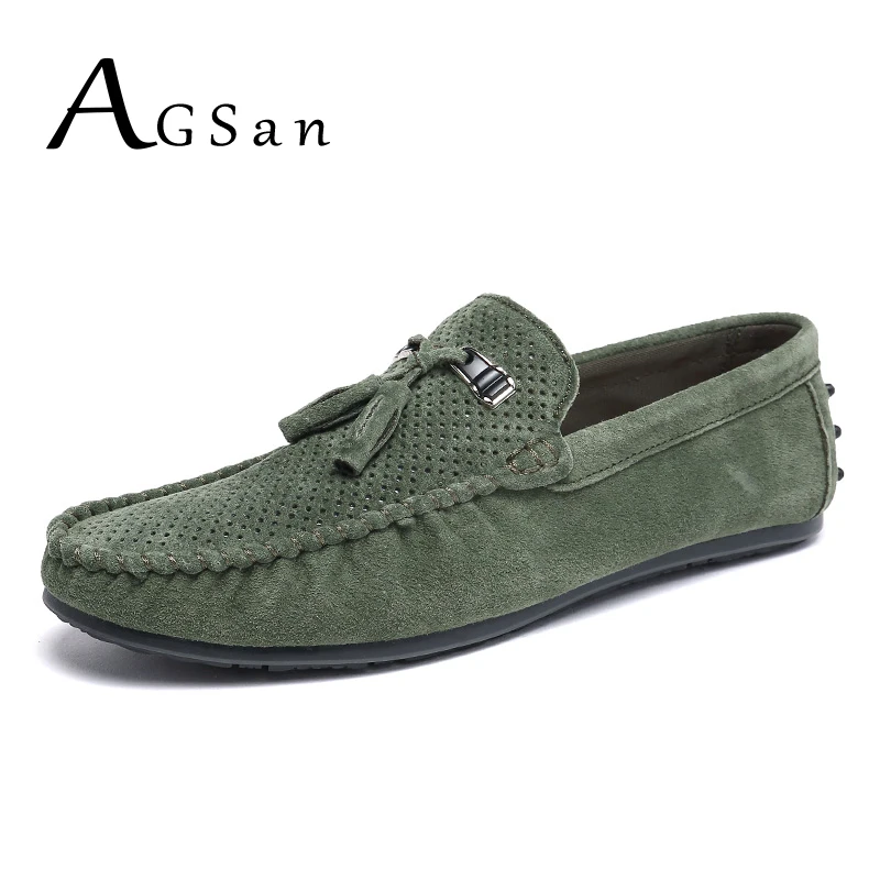 AGSan suede loafers men tassel leather moccasins breathable driving shoes male green slip on italian loafers flats casual shoes цена AGSan suede loafers men tassel leather moccasins breathable driving shoes male green slip on italian loafers flats casual shoes цены онлайн
