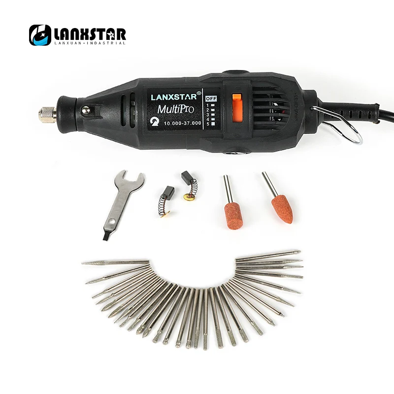 Lanxstar Dremel электроинструменты, электрическая мини дрель, полировальная машина, вращающийся инструмент с переменной скоростью с 106, аксессуары для электроинструмента - Цвет: Drill with 30 Burrs