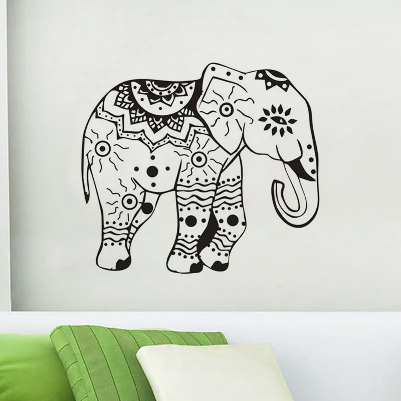 Indian Elephant Wall Stickers In The Living Room Animals Interior Design Wall Decals Vinyl Art Sticker