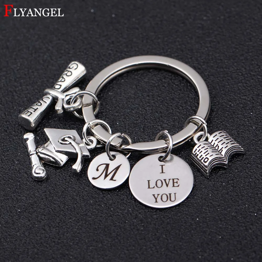 Keychain Personalised Initial and Birthstone I love knitting Keyring