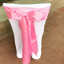 50 шт., розовый цвет, 15x275 см, ленты для стула, сатиновые ленты для стула, пояс с бантом, свадебное обеспечение для банкета, украшение