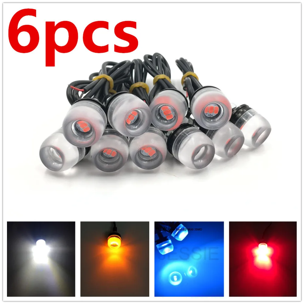 

XYIVYG 6pcs 18mm Eagle Eye 3SMD 5630 LED Car DRL Daytime Running Fog Driving Signal Lights 12V Red Ice Blue White Yellow Amber