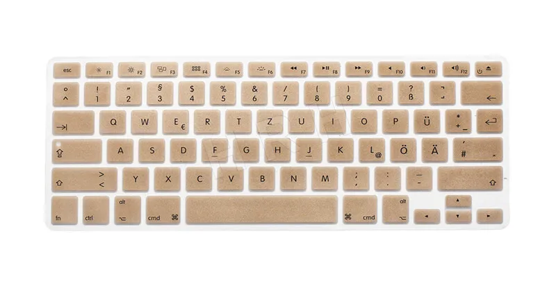 HRH немецкая силиконовая клавиатура, защитная пленка для Macbook Air 1" 15" 17Pro с retina, английская версия - Цвет: Gold