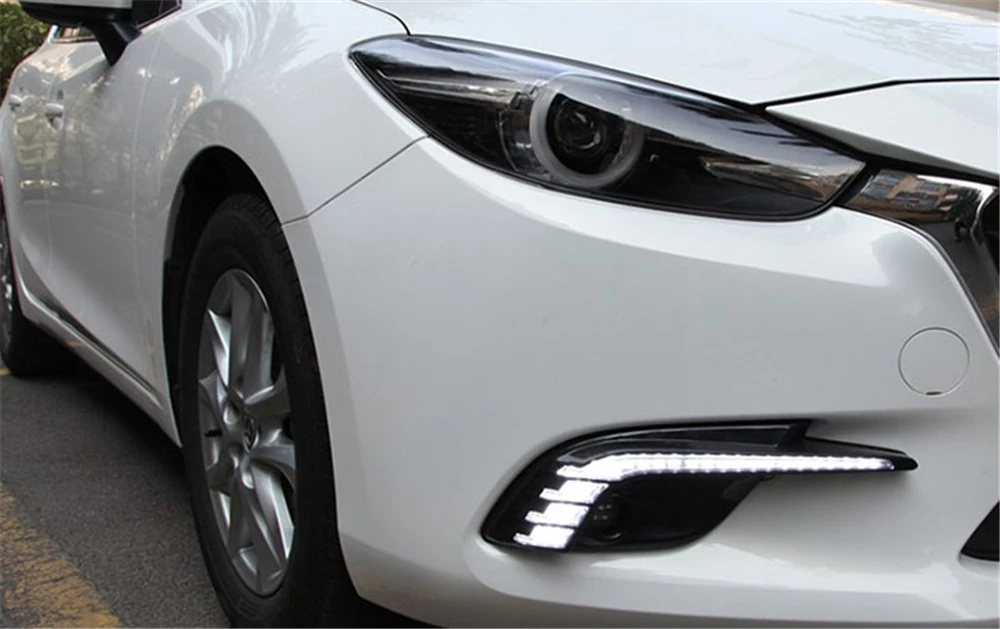 CSGJMY 2 шт. DRL для Mazda 3 мазда3 Axela дневные ходовые огни Противотуманные фары крышка фары 12 в дневной свет с поворотным сигналом