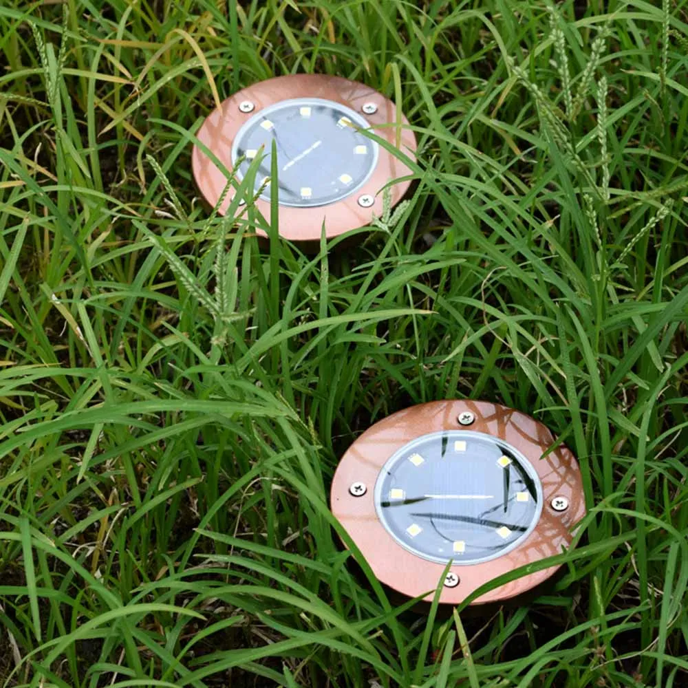 Kopen 8 LED Solar Power Begraven Licht Roestvrij staal Grond Lamp Outdoor Path Way Tuin Decking