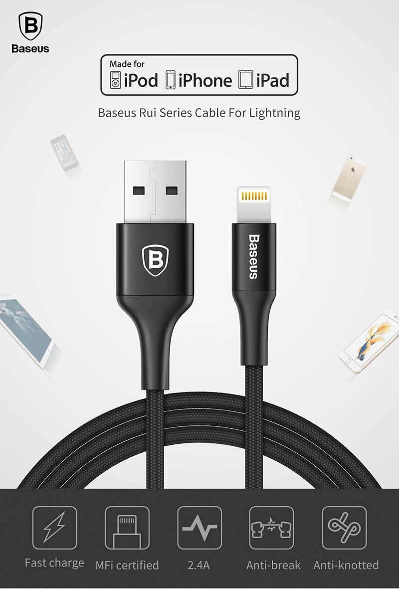 Baseus For Lightning 2 4a Original Mfi Certified Metal Usb Cable For Iphone 5 6 7 7 Ipad To Usb Data Cable Quick Charger Cable Usb Cable For Iphone Quick Charger Cablecable For Aliexpress