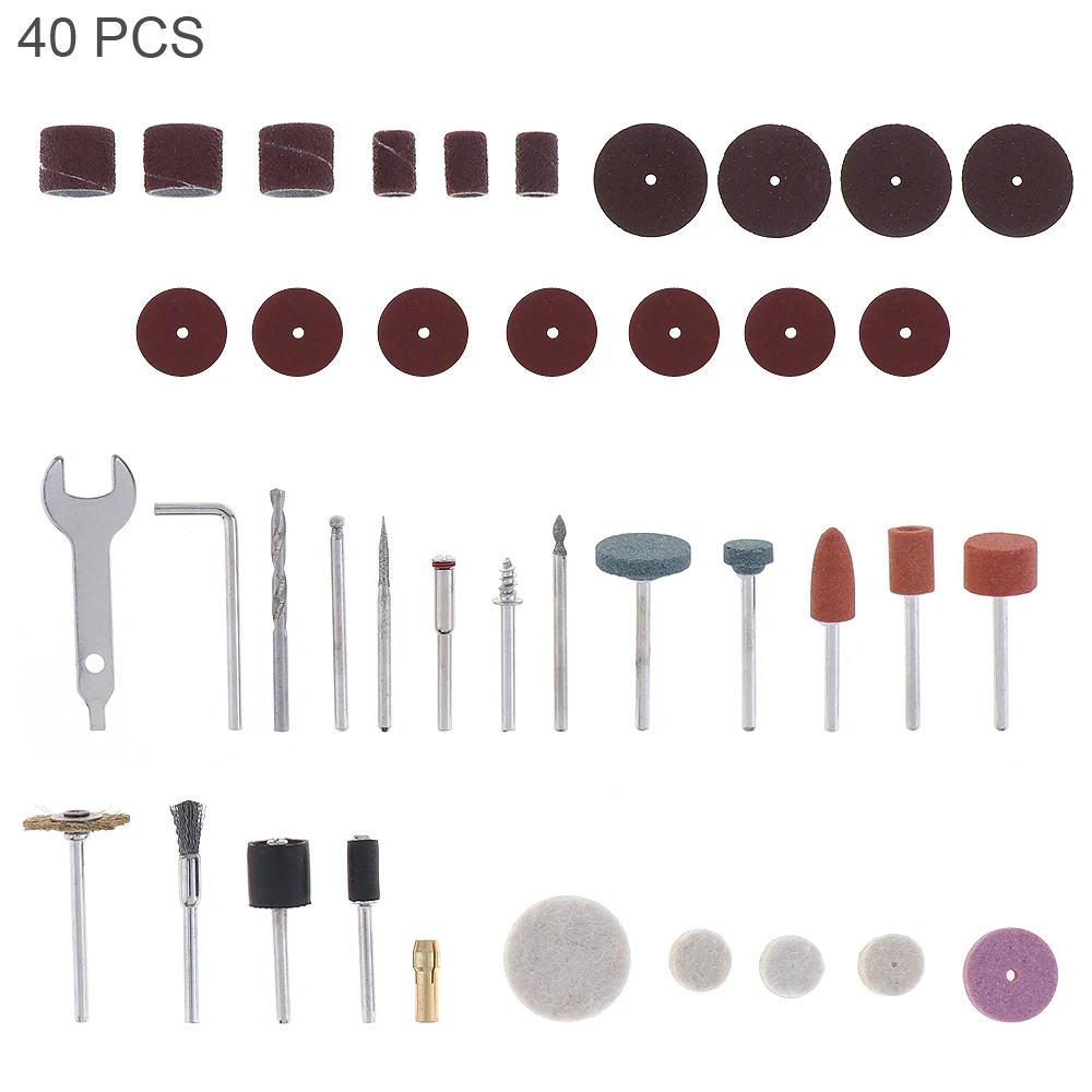 

40pcs/set Mini Electric Grinding Accessories Rotary Tools with Steel Wire Brush and Resin Saw Blade for Cutting